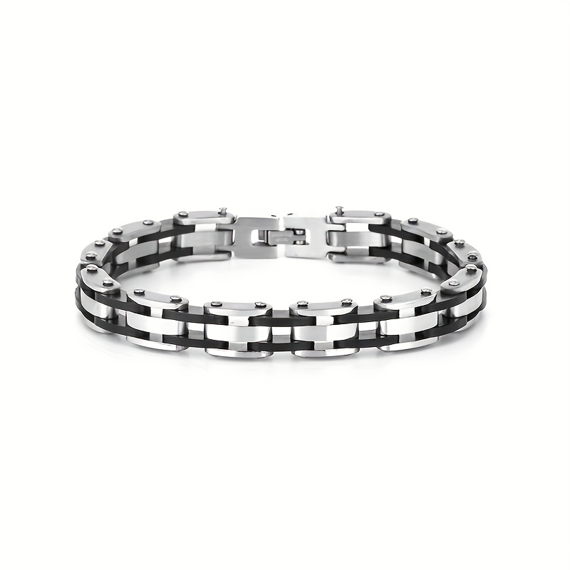 Image of Men's Party Glossy Bracelet, 304 304 Stainless Steel Jewelry, Daily Wear Additions