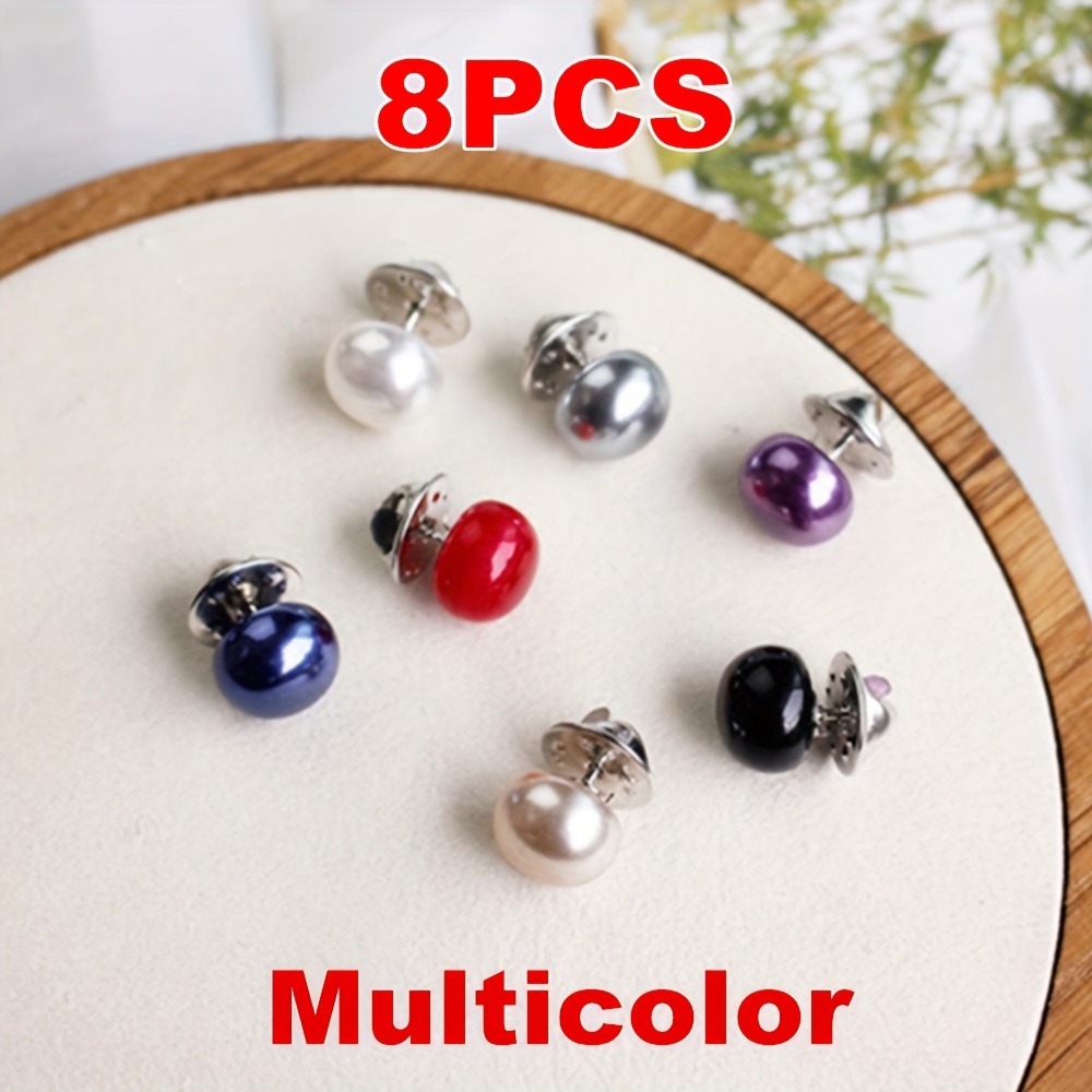 TEMU 8/16/24/32pcs New Button Brooch Pearl Circle Brooch Pins Shirt Sweater Brooches Pin Clothing Accessories Jewelry Brooches For Women