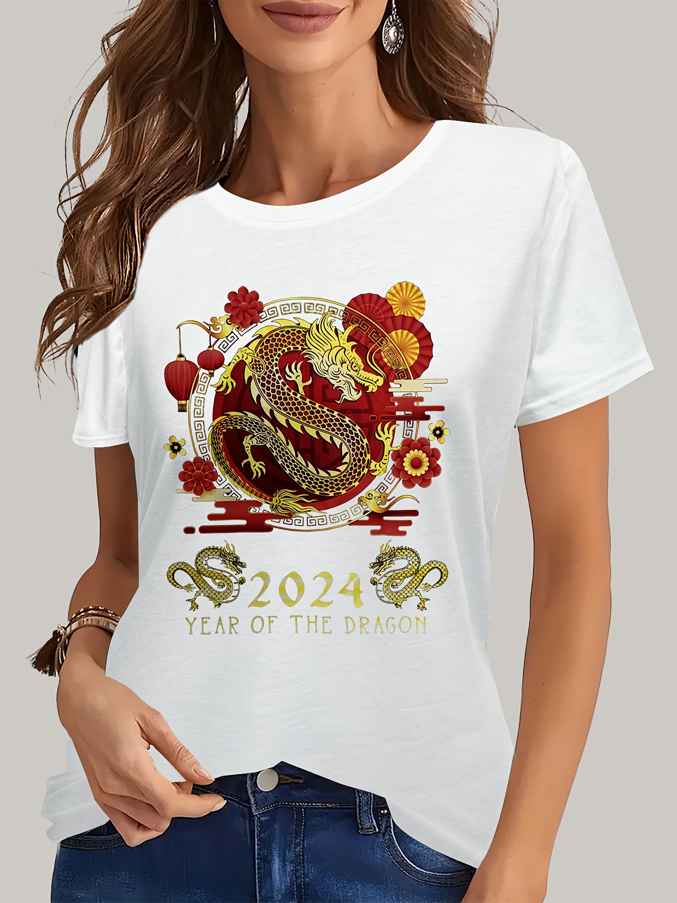 Women's Lunar New Year - Year Of The Dragon Short Sleeve Graphic