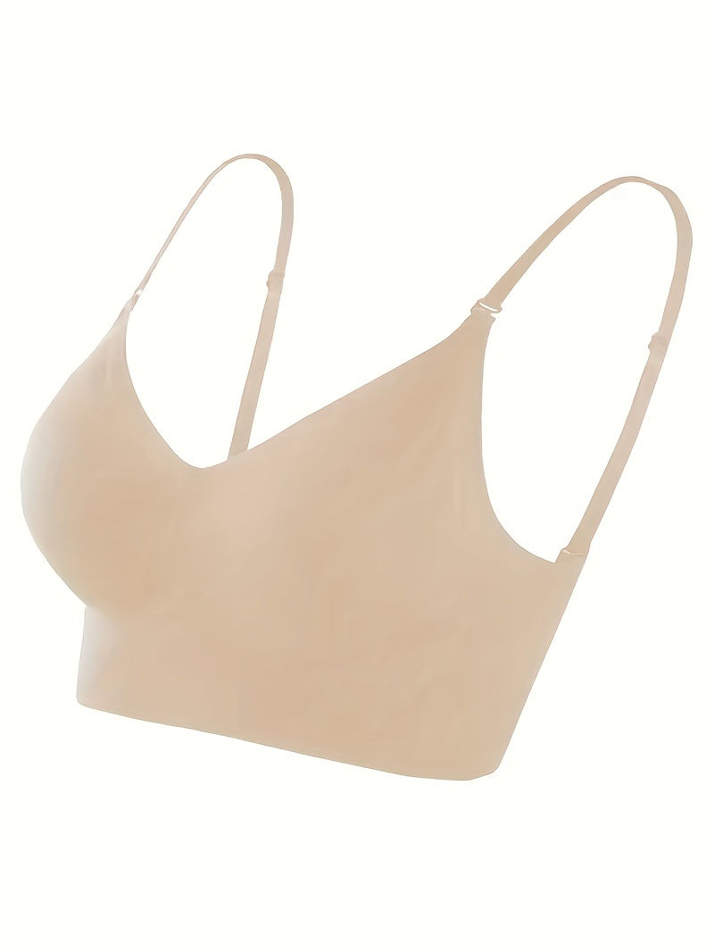 1pc Women's Seamless Comfortable Backless Fashion Deep V Thin Strap Bra with Four Back Tie Styles, Multiple Colors, Suitable for Casual, Daily, and Home Wear