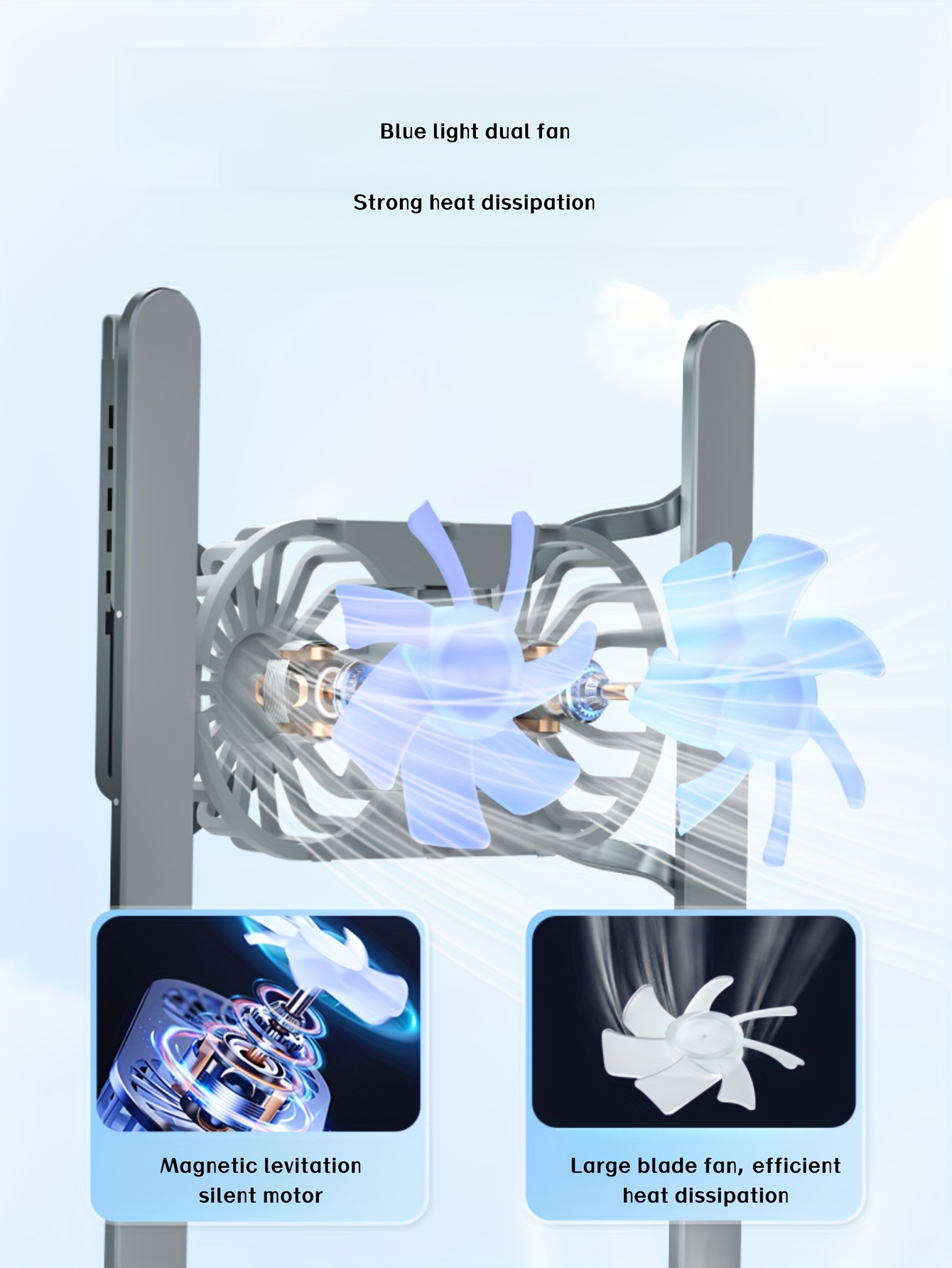 multifunctional laptop cooling stand with 2 fans portable ultra thin usb heat dissipation holder for laptops and tablets adjustable storage design for office home use details 8