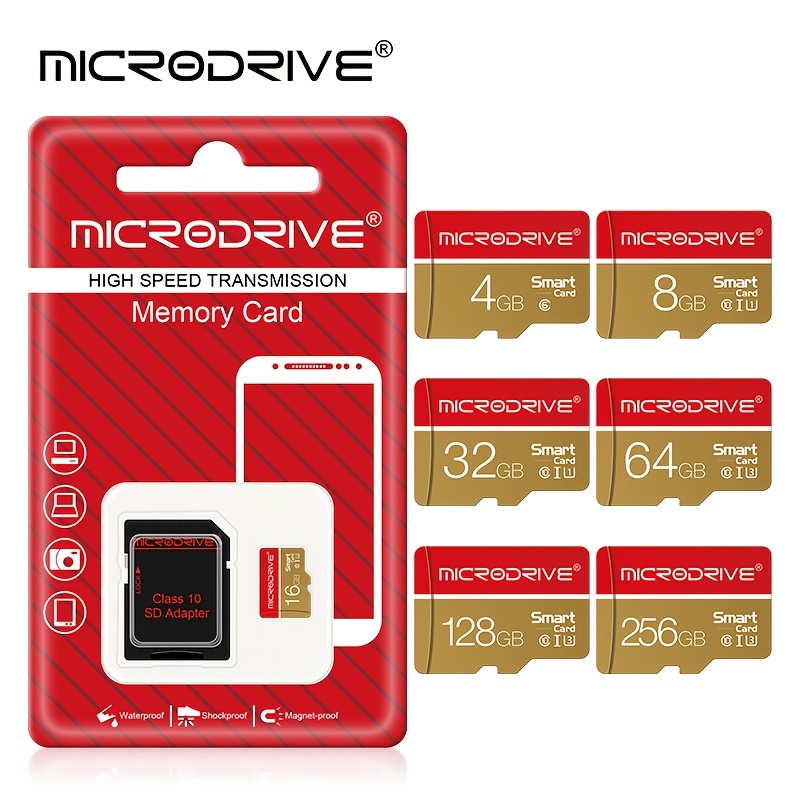 

MicroDrive Marque Haute Vitesse Or TF SD Carte 4GB 8GB 16GB 32GB 64GB 128GB 256GB mini SD Carte carte U3 Classe 10 pour adaptateur SD