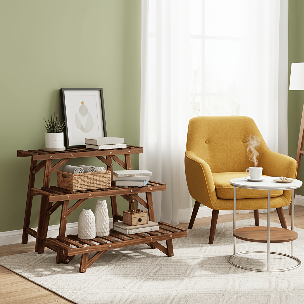 TEMU Étagère sur pied 3 pièces pour intérieur, support à marches, rangement pour livres et décorations | Étagères de présentation multi- pour salon,