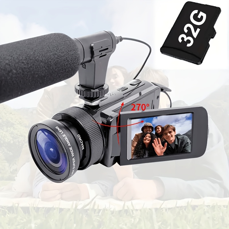 

Portable Camera With 32g Memory Card, 16 Hd Microphone, 16x Digital , Rechargeable Camera, Recording Flipping The Screen 270 Degrees. Suitable For Camping, Travel, Family Photography And Video.