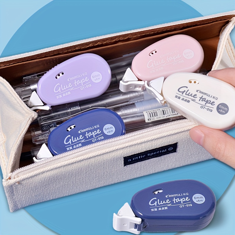 CURLING TAPE Double-Sided Adhesive Dots - 6.0meter x 0.6cm Easy Peel Roller Tape in Pink, Purple, Blue - Ideal for Scrapbooking, Collage & Photo Albums - Versatile for School, Office & Packaging Needs