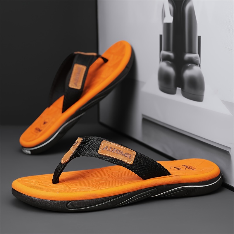 mens trendy solid colour lightweight flip flops comfy non slip casual rubber sole durable thong sandals for mens outdoor activities Product details 2