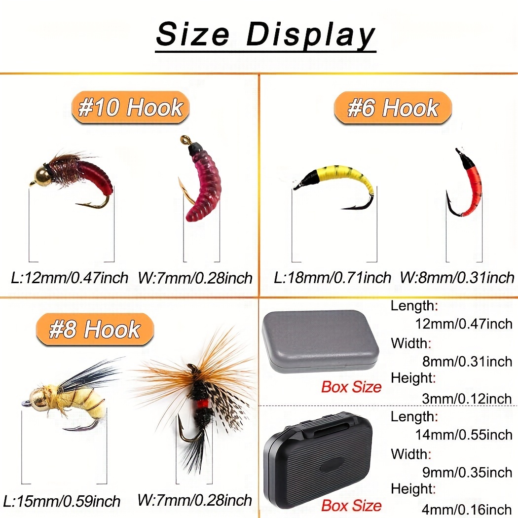 24-114pcs/box Artificial Insect Outdoor Dry/wet Nymph Fly Lure Fishing ...