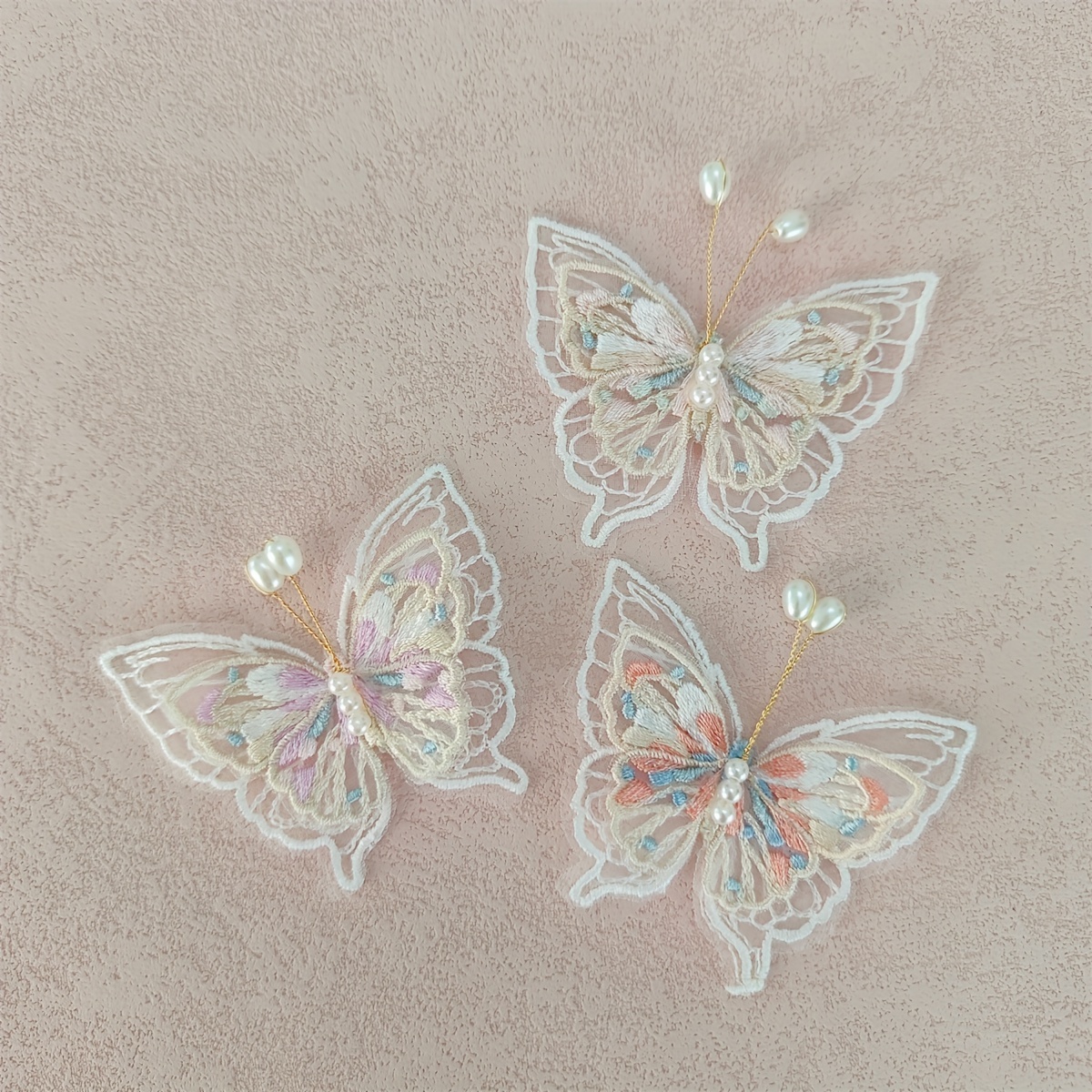 

5 Pcs Double Embroidery Accessories - Diy Hair Accessories, Corsages, Shoes, Socks, Bags, Pendants, And More - White, Red, Orange, Pink, Blue, And Light Purple Colors