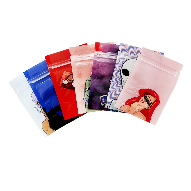 

100pcs Vibrant Mylar Zip Lock Bags, 6x9.5cm - Waterproof & Resealable, For Gifts, Candy, Snacks, Spices, Jewelry - Plastic Pouches With Unique Illustrations