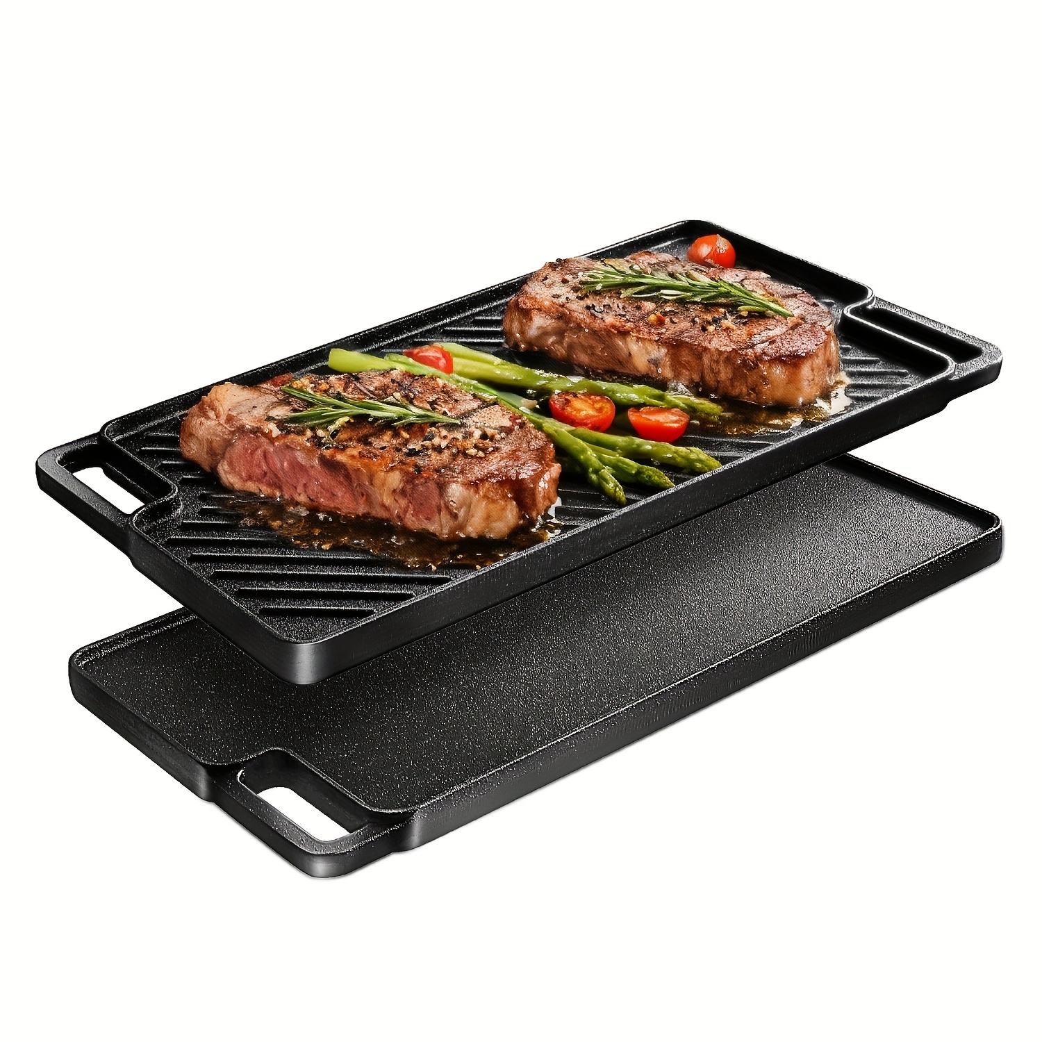 25x16 Ceramic Griddle For Gas Grill - Nonstick Flat Top Griddle Insert With Removable Handles