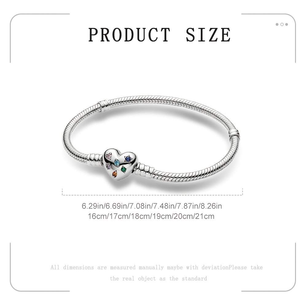 925 Silver-Plated Valentine's Day Multicolor Star and Heart Bracelet