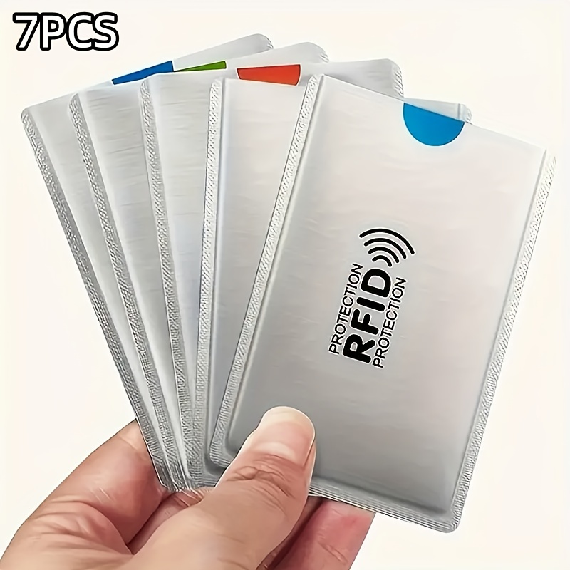 7 Rfid Demagnetization Id Card Bank Card Sleeves, Anti-scanning Anti-slip Aluminum Sleeves, Nfc Shielding Card Sleeves, Suitable For Wallets, Passport Holders