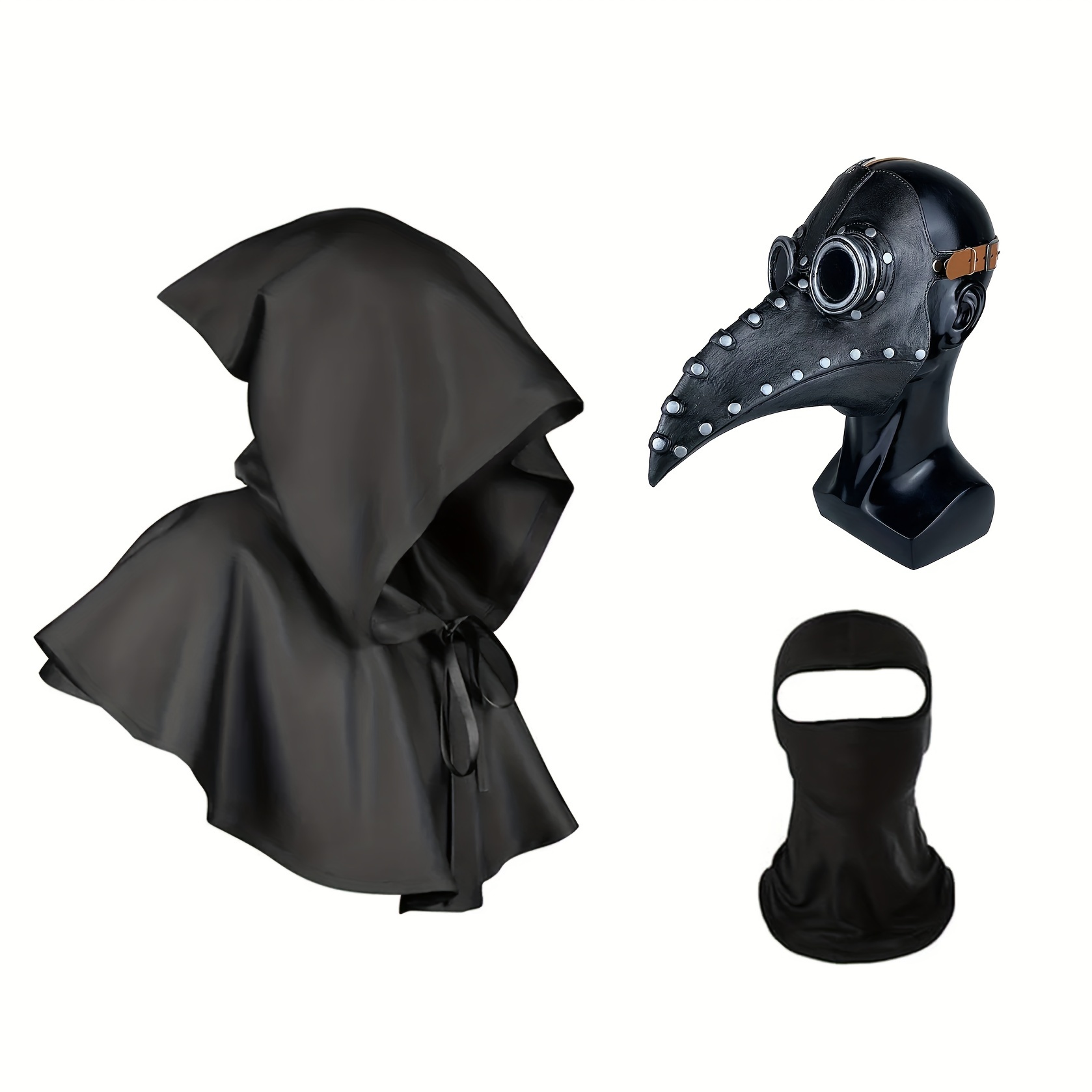 Pestdoktor Kostüm Set – Maske Mit Vogelschnabel, Umhang & Handschuhe | Halloween & Steampunk | 4-teilig