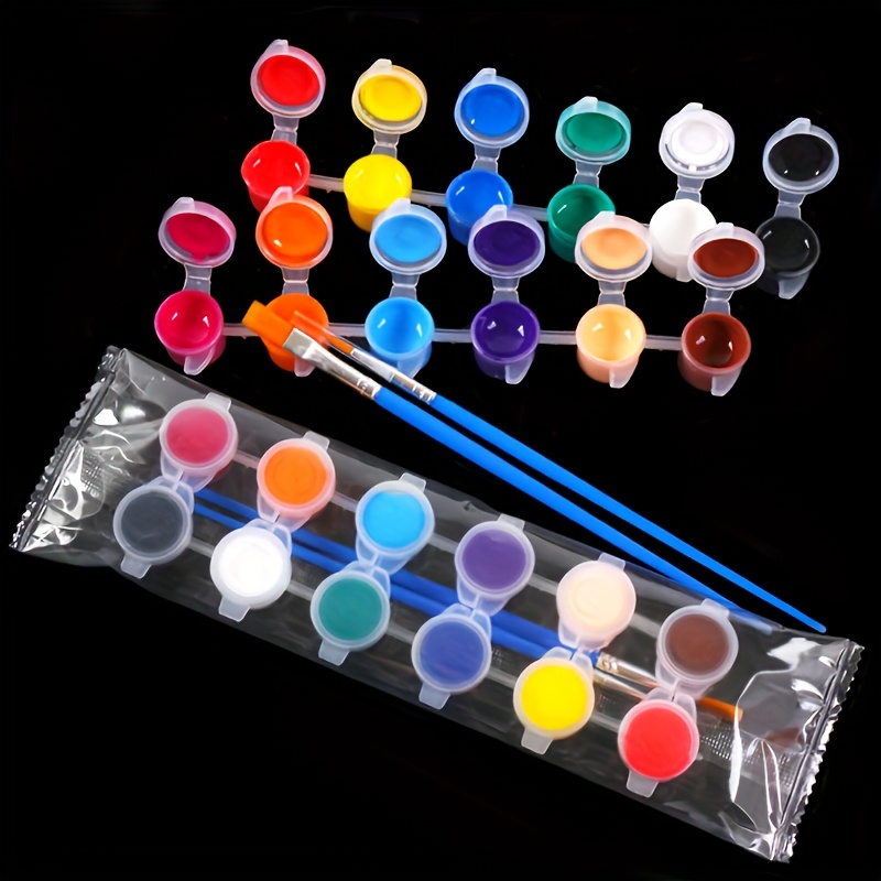 A Set of 12 Acrylic Paint Colors with 2 Paintbrushes, Suitable for School Art Projects And Crafts, Including a Set of Oil Painting Brushes.