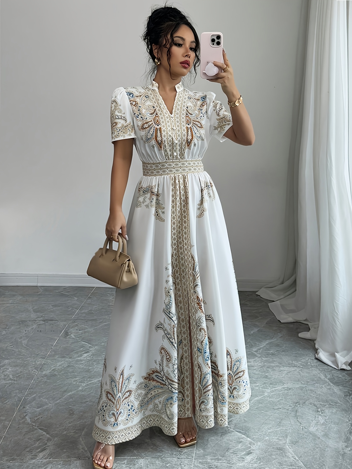 strapless white dress with brown belt blue, and floral print bohemian brown at the waist for an overall casual vintage look.womenswear | Shop Now For Limited-time Deals 22 Days x-mappingIndex:36463-68462 Lulus | White Lace Size:J6