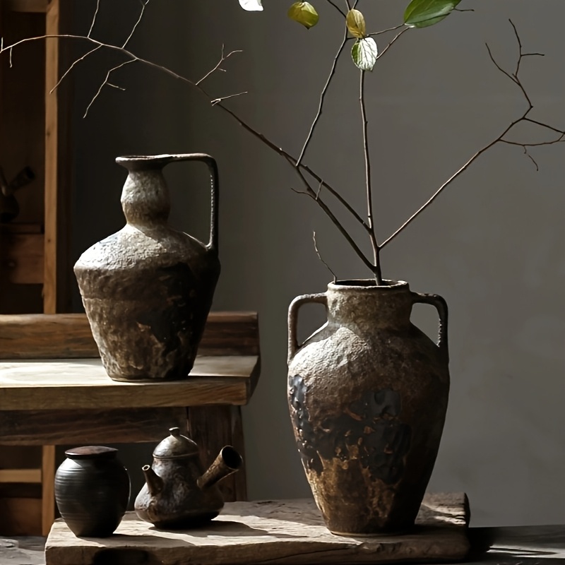 retro ceramic vase for home decoration floral pattern suitable for living room and foyer decor vintage coarse pot holiday gift Product details 0