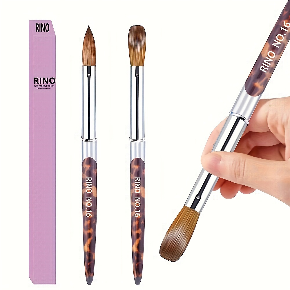 TEMU RINO 100% Kolinsky Acryl Nagelbürsten Set für Nägel, erhältlich in 4 Größen, hochwertige Nagelkunst Pinsel für Acrylpulver Anwendung, für