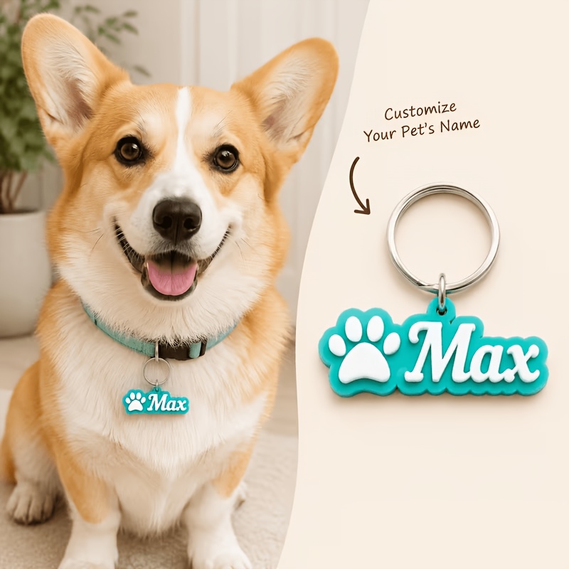 Personalized Acrylic Pet ID Tag with Paw Print Design