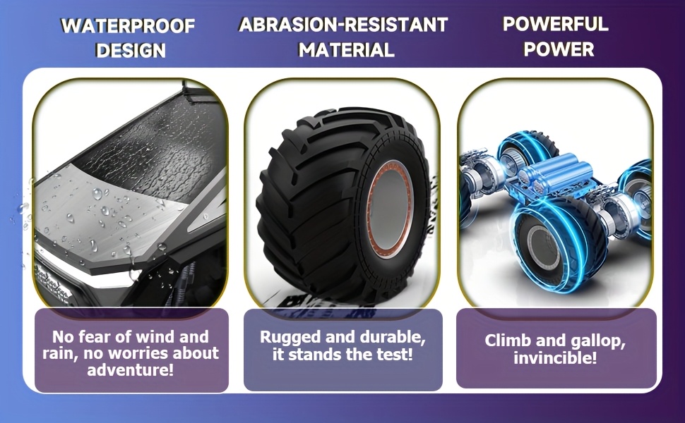 All-Terrain Remote Control Monster Truck Toy, 2, 4Ghz 4WD Off-Road Vehicle with LED Lights, Music And Excellent Grip Large Wheels, Birthday, Christmas, Halloween Gift for Boys And Girls Over