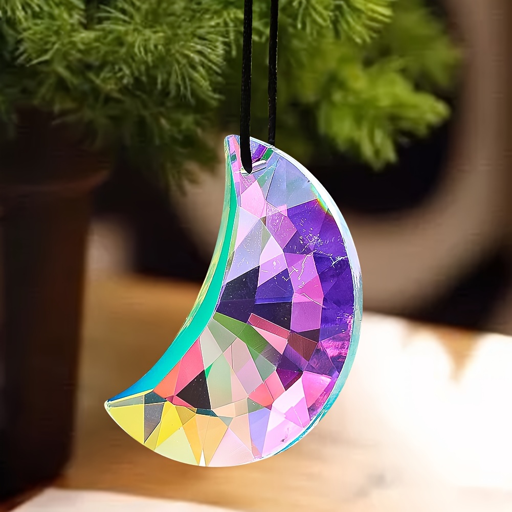 

50mm Crystal Suncatcher Hanging, Crescent Glass Prism Sunlight Collection Chandelier Parts Pendant Decor