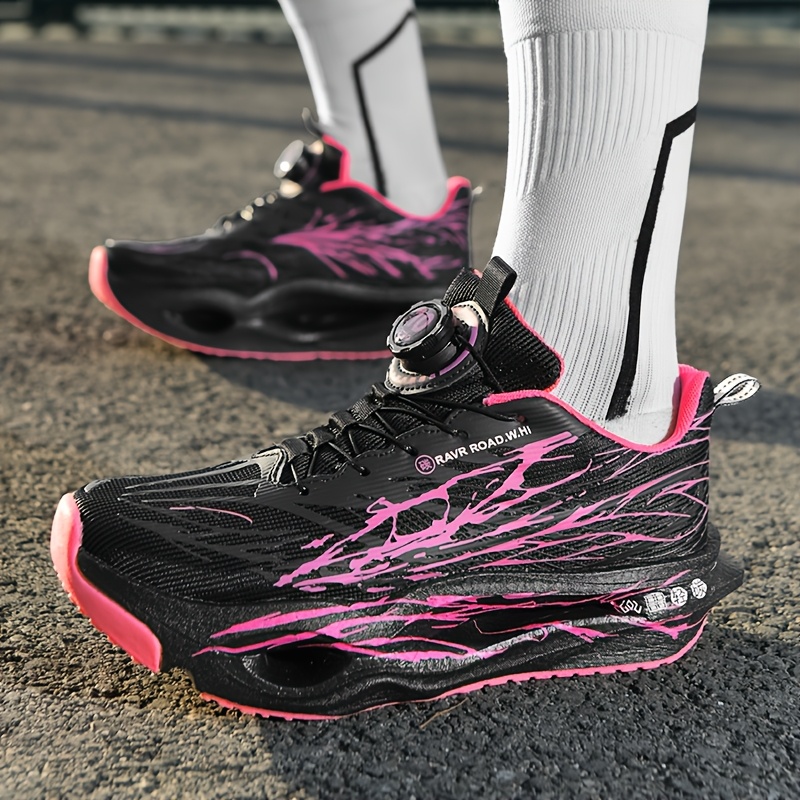 Men'S Shock-Absorbing Rotary Buckle Luminous Breathable Running Shoes, Outdoor Fitness Training Casual Sneakers, Comfortable Low-Top Breathable Outdoor Athletic Shoes, Student Running And Training Shoes