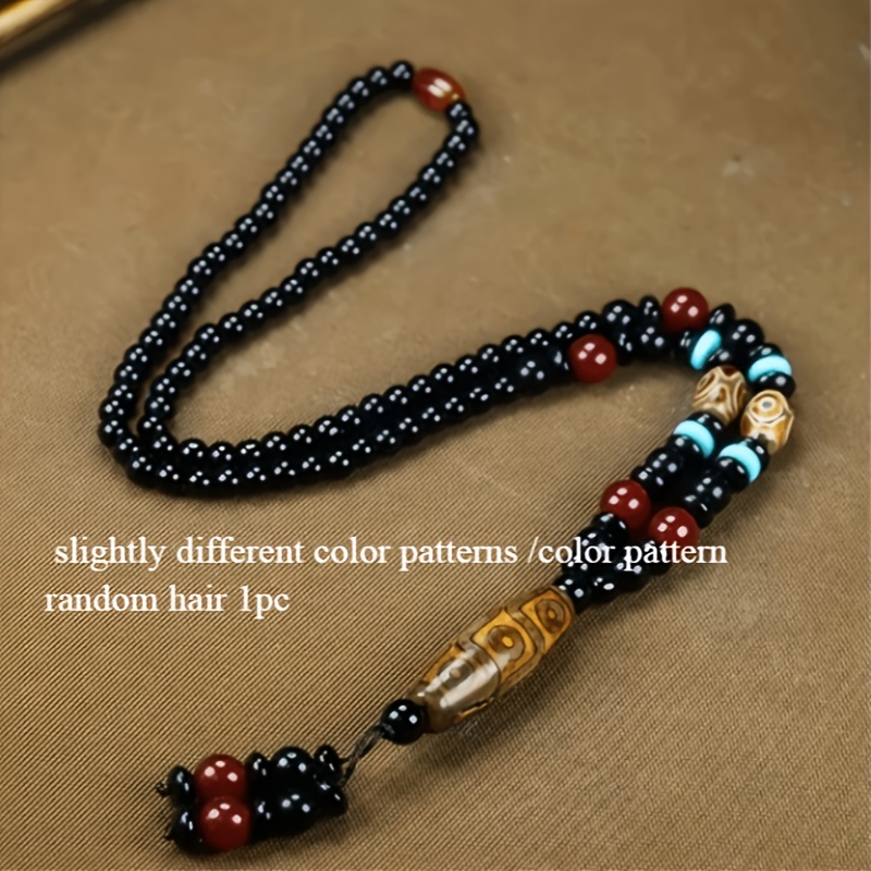 E-shop Hochwertige Neue Elegante Naturstein Neun-Augen Dzi Perlenanhänger Halskette - Modischer Unisex Traditioneller Tibetischer Amulett Schmuck, Ohne