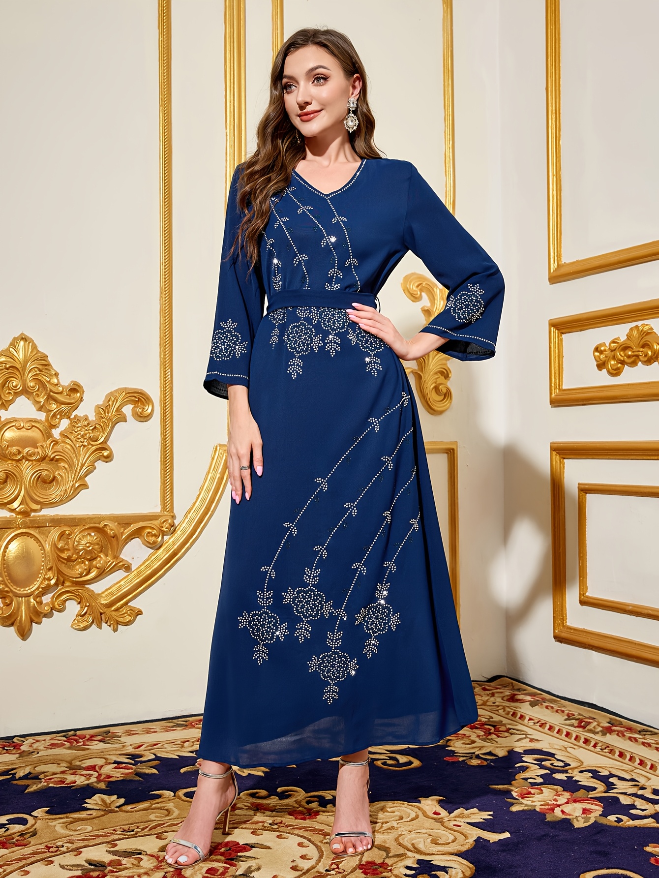 2025 style blue long sleeve v neck - Temu Ireland
