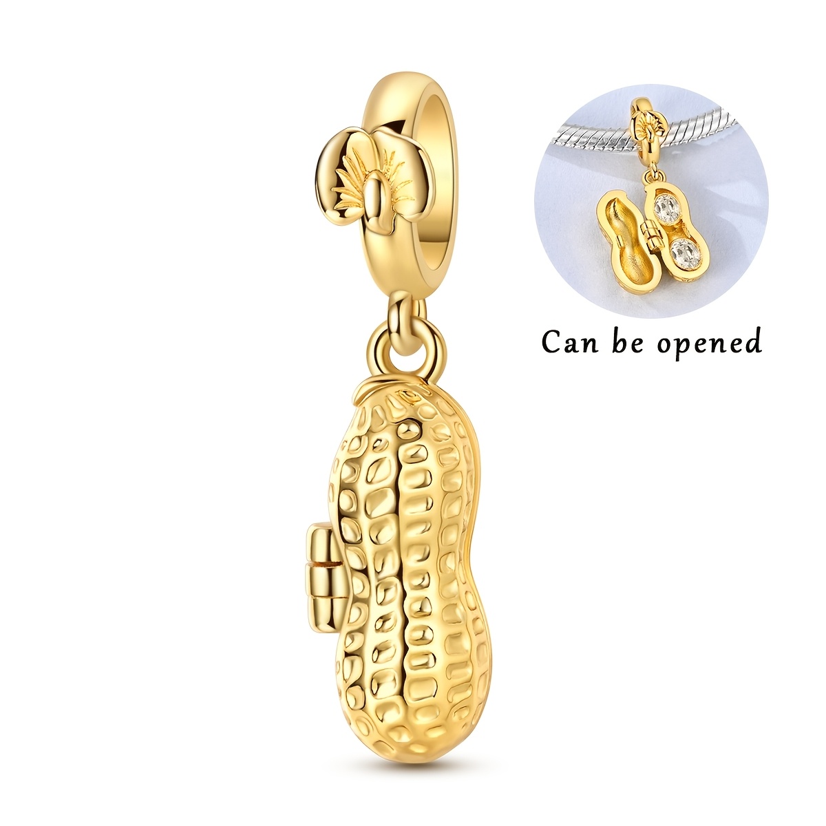 TEMU 1pc Original Silvery-colored Charm Beads For Women Golden-colored Opening Pendant Fits Original Bracelet And Necklace Making