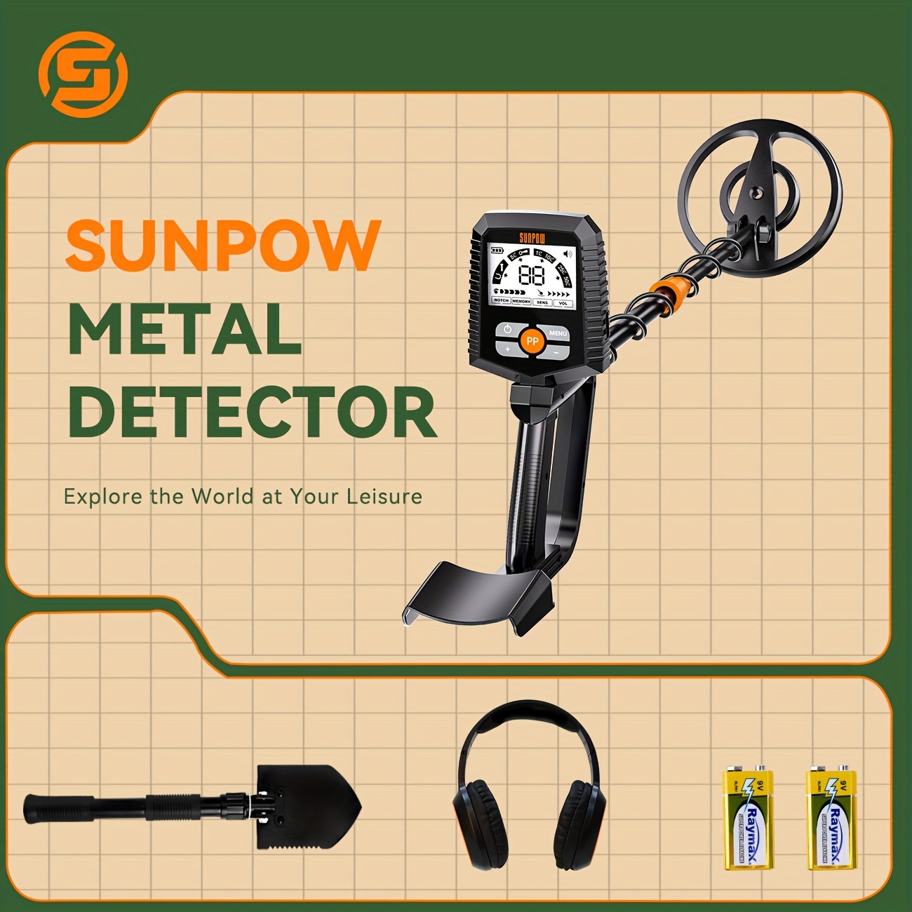 

Sunpow Metal Detector With Lcd Screen, Coil, Anti-interference, 4 - Battery Operated (non-rechargeable), All