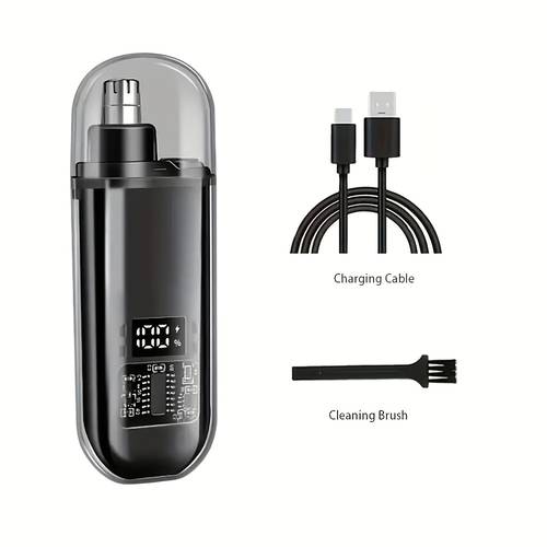 1pc usb rechargeable nose hair trimmer for men and women double blade easy to clean compact and portable with lithium battery acrylic nose hair remover