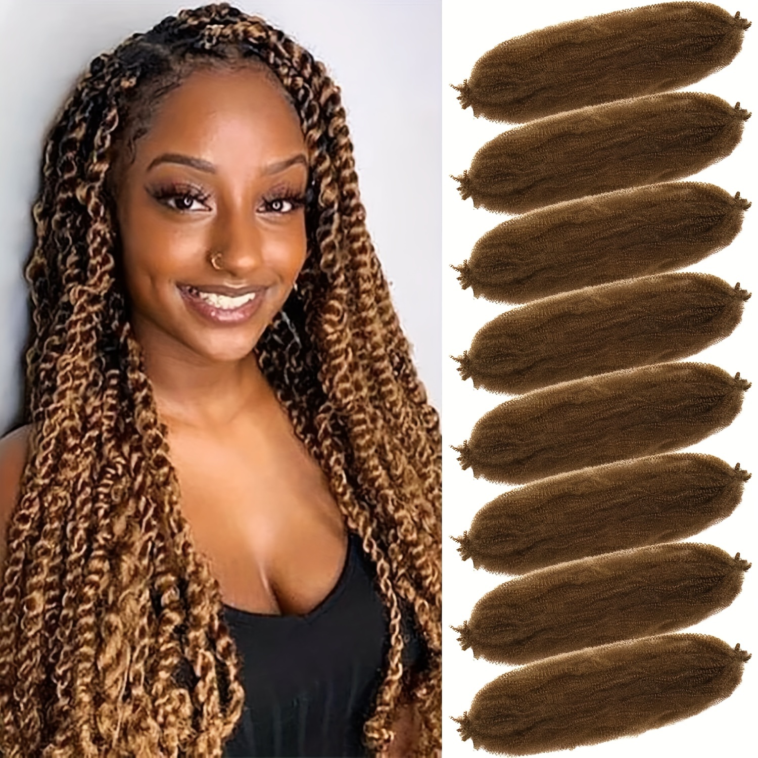 Pre Stretched Braiding Hair Spring Twist Braids Hair Pieces Temu