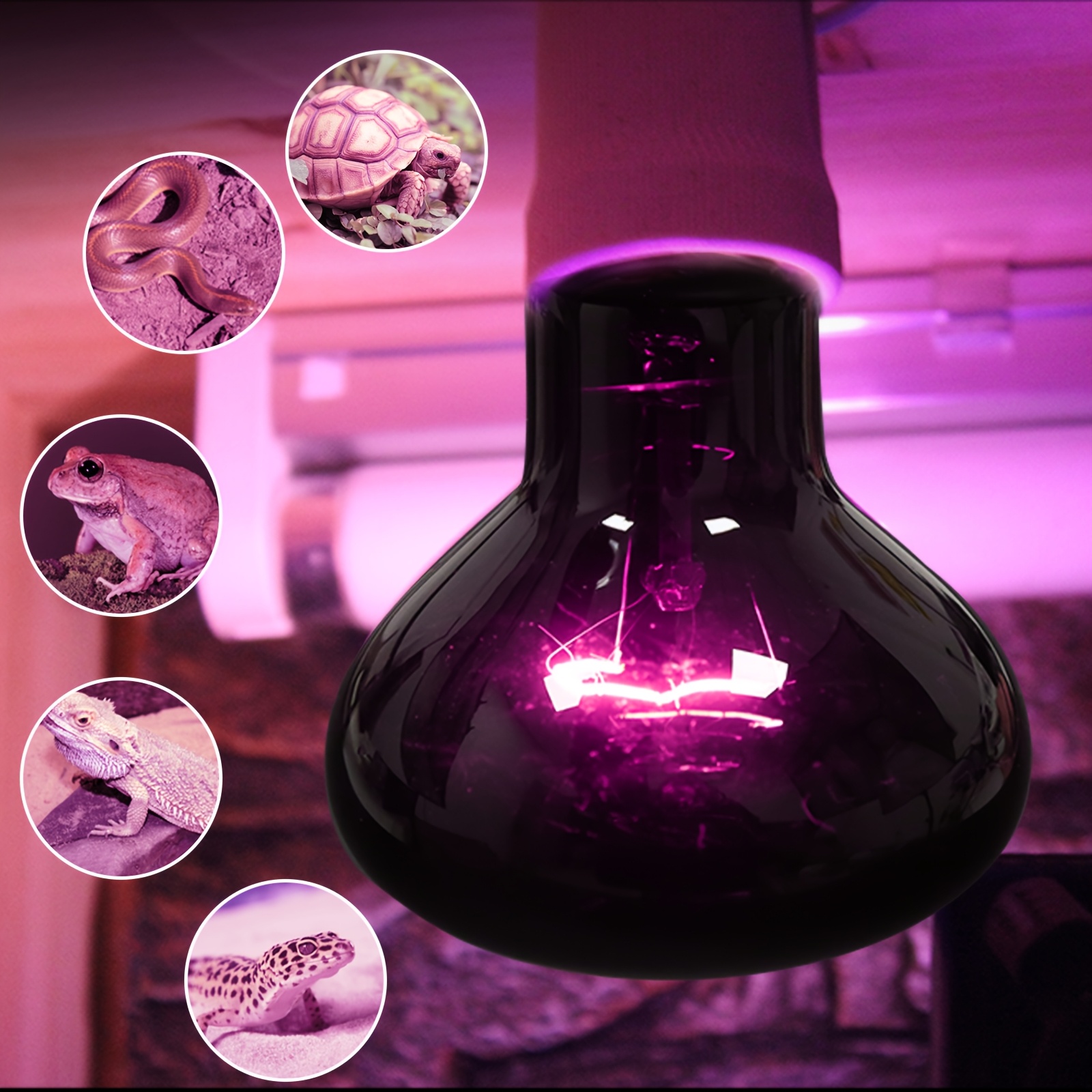 2pcs reptile heat lamp, 100w moonlight bulb for lizards, snakes