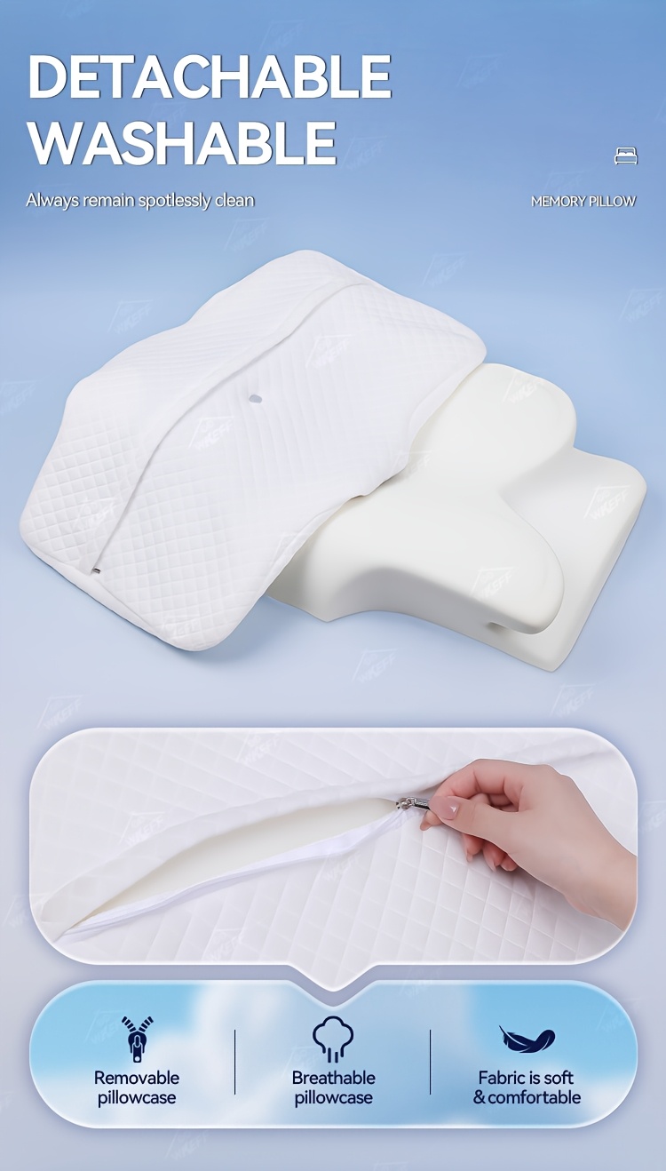 cervical neck pillow neck pillow pillows for sleeping   shaped memory foam pillow ergonomic   rebound relaxation neck pillow bedding for back and side   washable pillowcase pillow for sleeping Product details 5