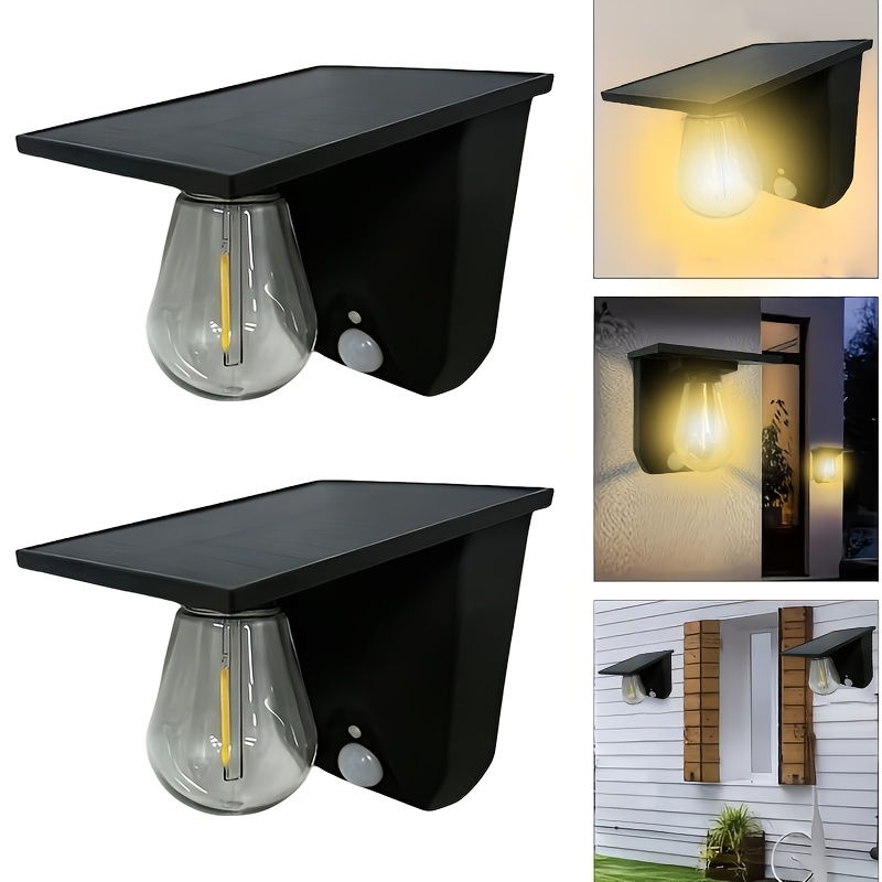 TEMU Set Of 2 Solar Wall Lights, 6500k Led, , Ip65 Waterproof. Solar Powered, Auto On At Night. Courtyard & Emergency Lighting. Great Gift For