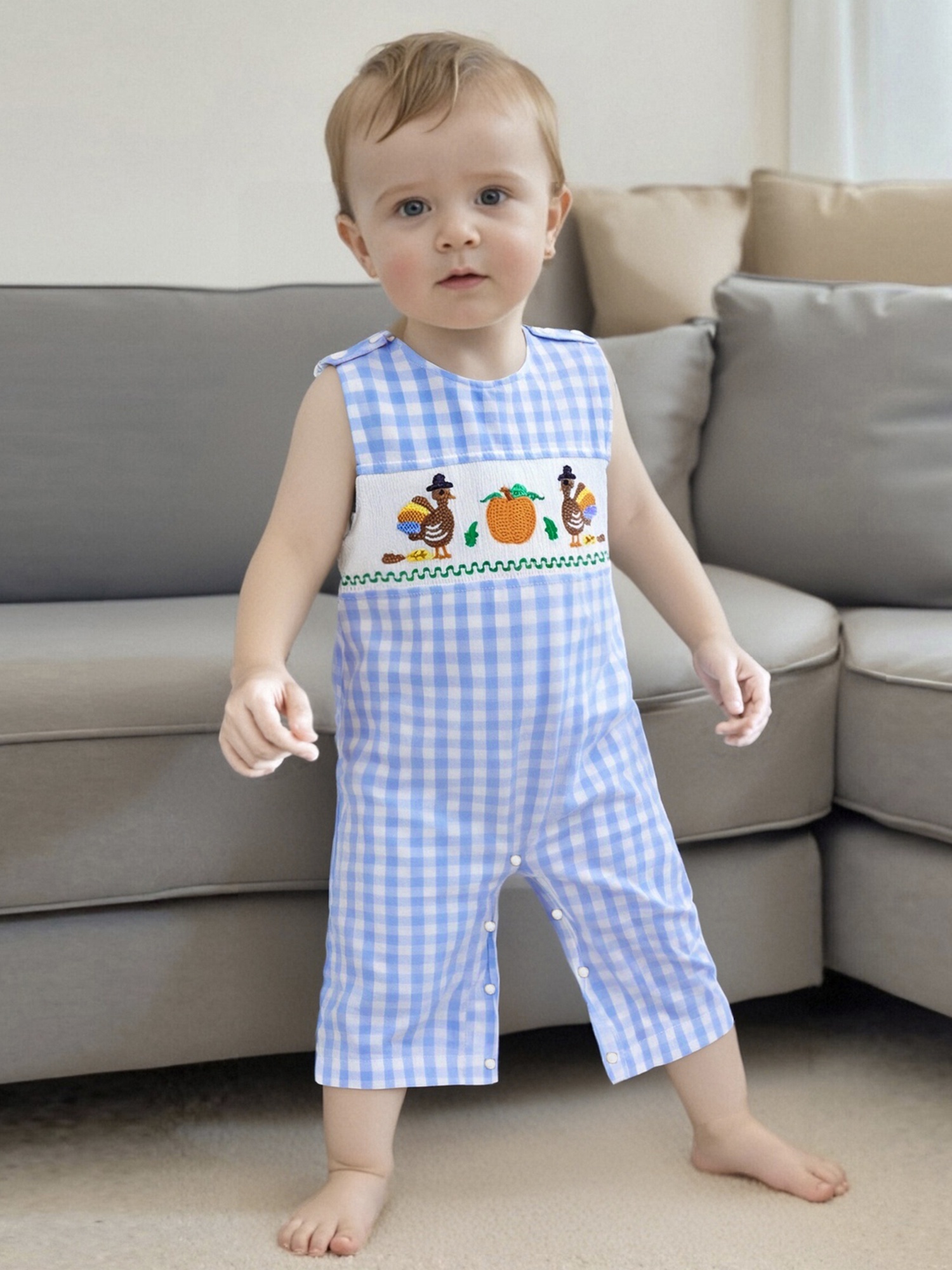 baby checkered overalls sold on Temu United States