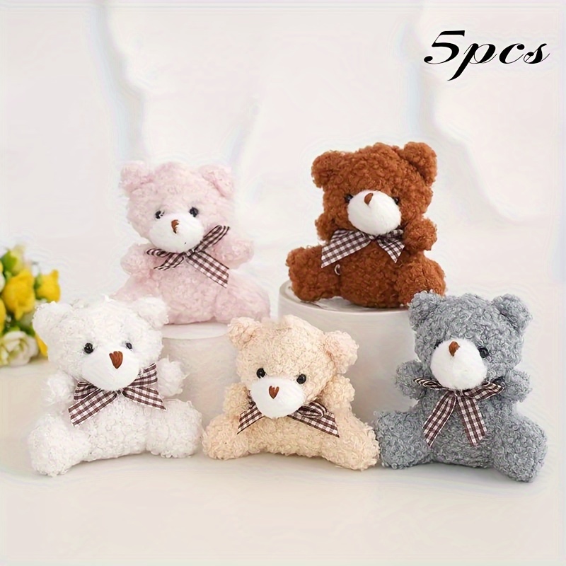 5pcs adorable mini bear plush toys kawaii cartoon soft stuffed animal plush toys adorable bear plush cute home decor holiday halloween christmas and birthday popular gifts for  
