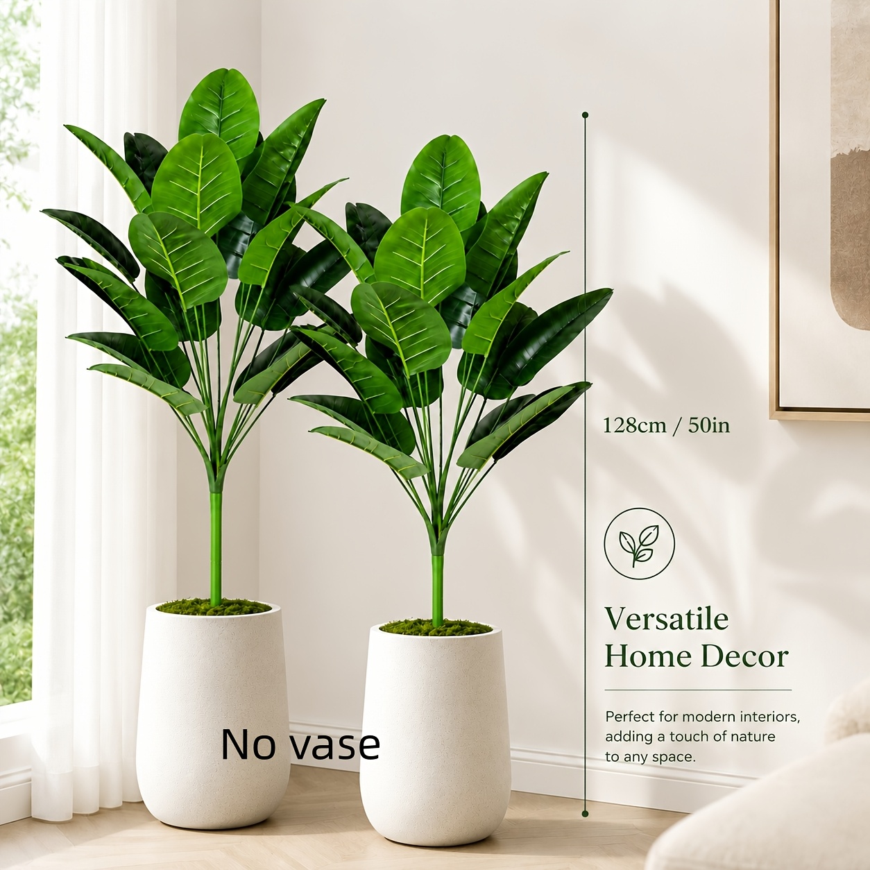 TEMU 2pcs Realistic Green Paradise Paradise Bird Plant, Uv-resistant Artificial Tropical Shrub Tree, Branches And Leaves, Sturdy Structure, Suitable