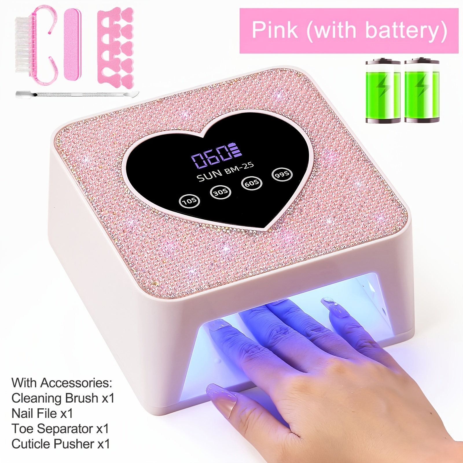 TEMU Rechargeable Led Nail Lamp Dryer, With Screen Display Intelligent Nail Drying Lamp, For Fast Drying Of Full Gel Nail Polish, Suitable For Salons