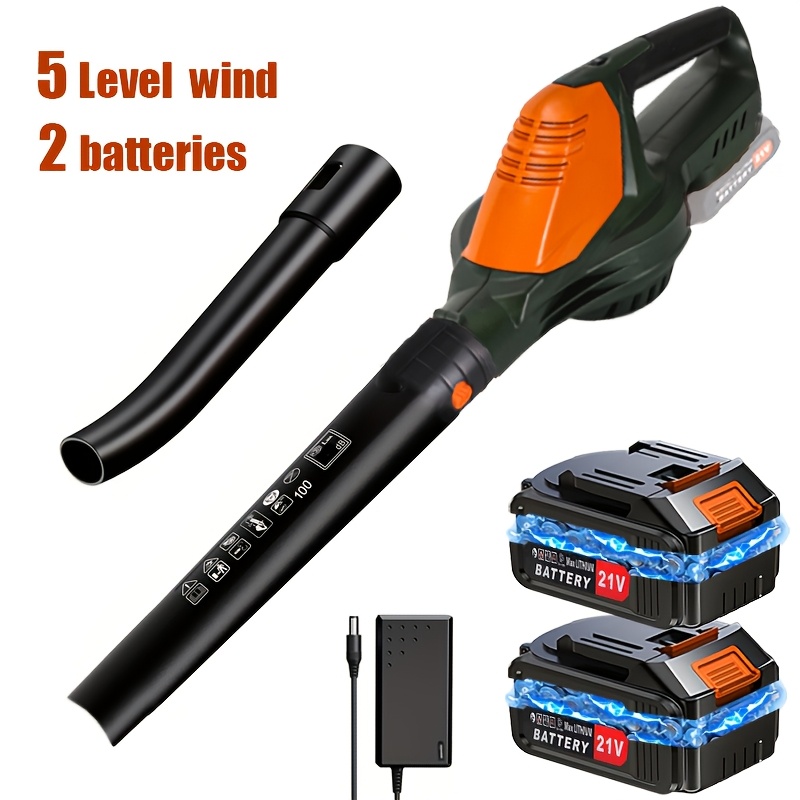 

Lightweight 21v Cordless Electric Leaf Blower With 5- Wind, Dual 2000mah Rechargeable Batteries & Charger - Ideal For Efficient Lawn, Patio, & - Fall & Winter