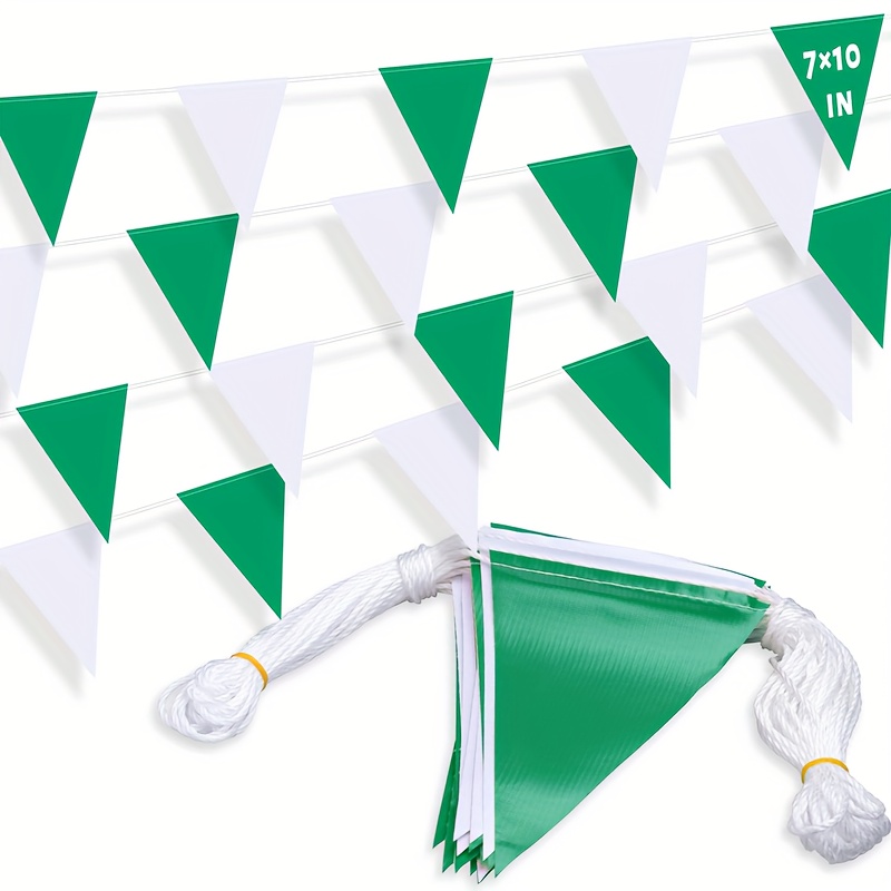 E-shop 10-Meter Grün-Weiße Outdoor-Halterungswarnflaggen, Flaggenband, Sicherheitsflaggen, Stimmungsflaggen, Bauflaggen, Poolflaggen