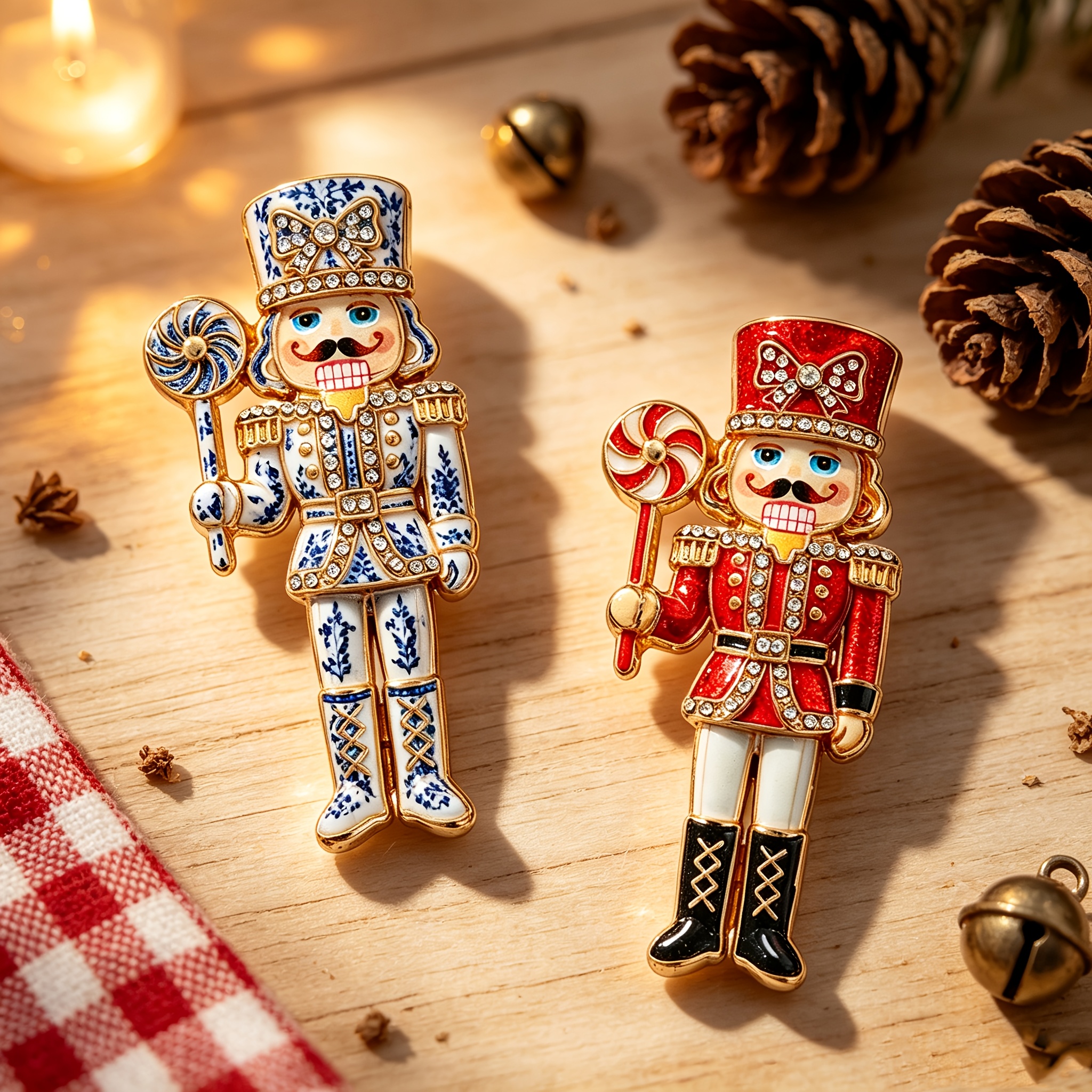 Rhinestone Nutcracker Soldier Brooch, Vintage Pin
