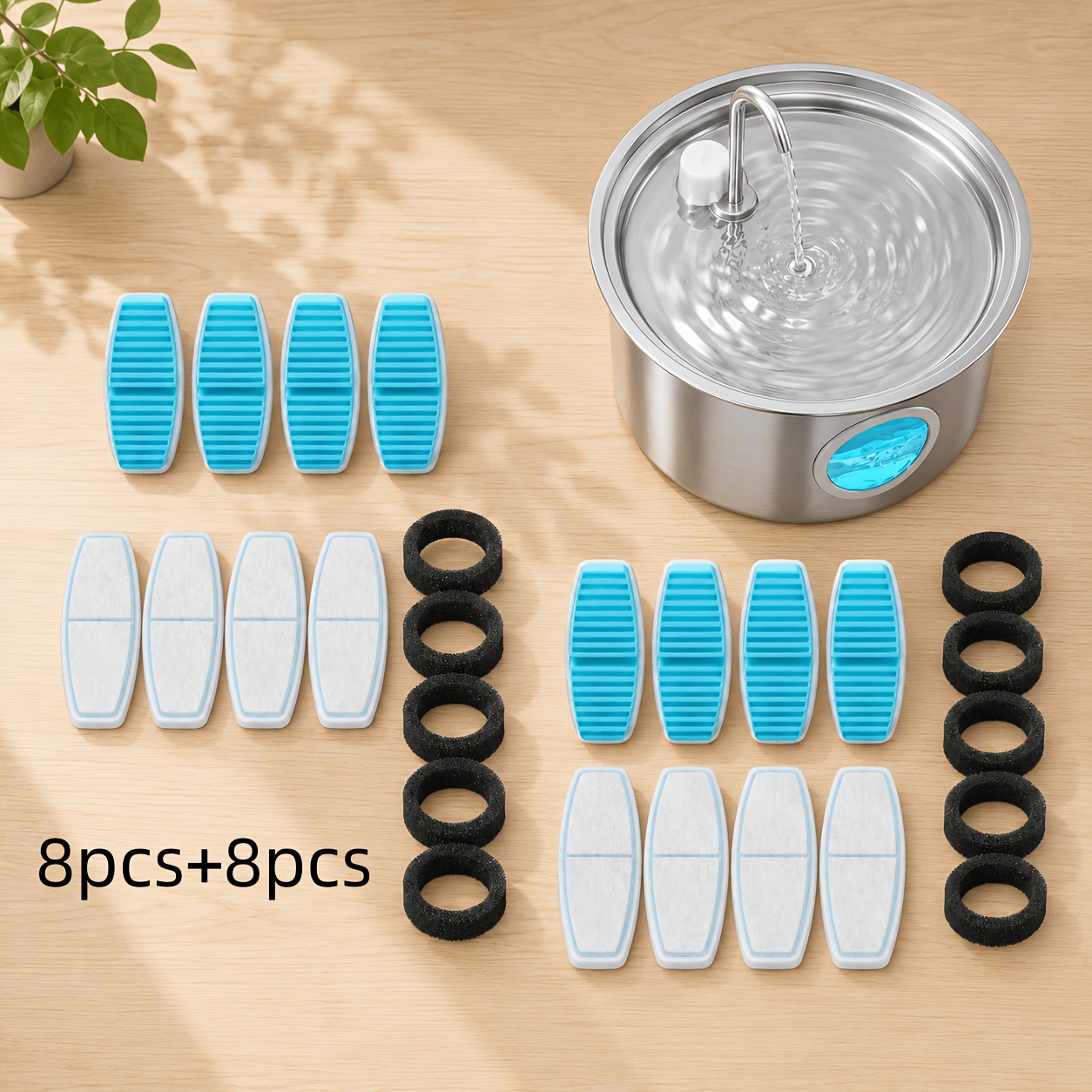 TEMU 16pcs Cat Water Fountain Replacement Filter Set - 8 Filters   8 Black Filters. Stylish Pet Water Fountain Filter Provides Drinking Water. Pet