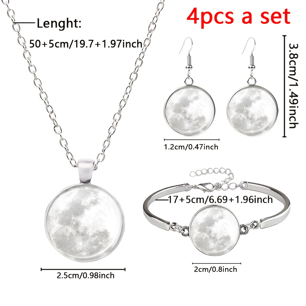 4pc Textured White Circular Jewelry Set