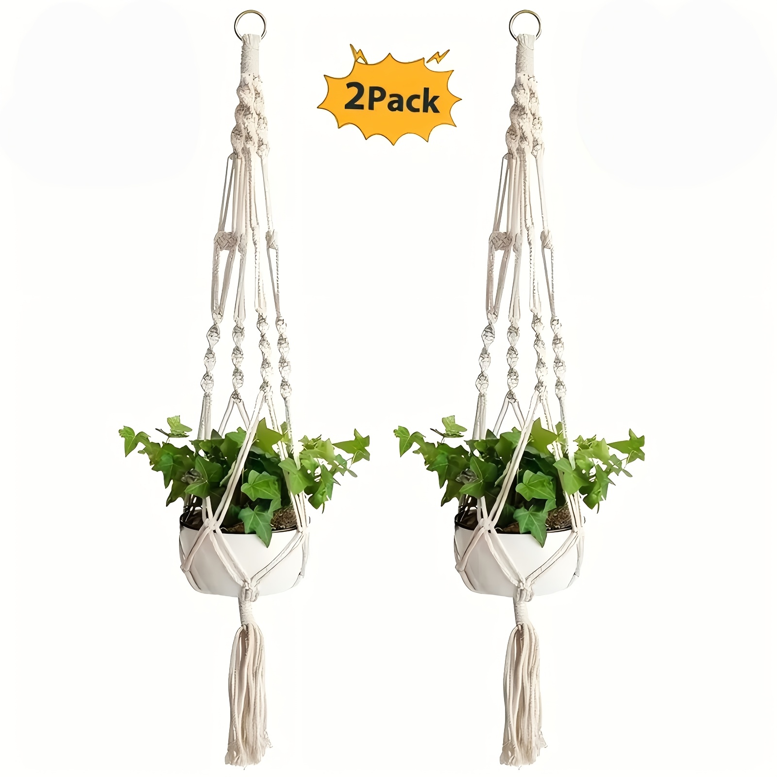 2pcs Bohemian Style Hanging Rope Plant Hanging Basket, Handmade Hanging Basket Basket, Irregular Shape, Indoor And Outdoor Flowerpot Holder, Used For Home Decoration