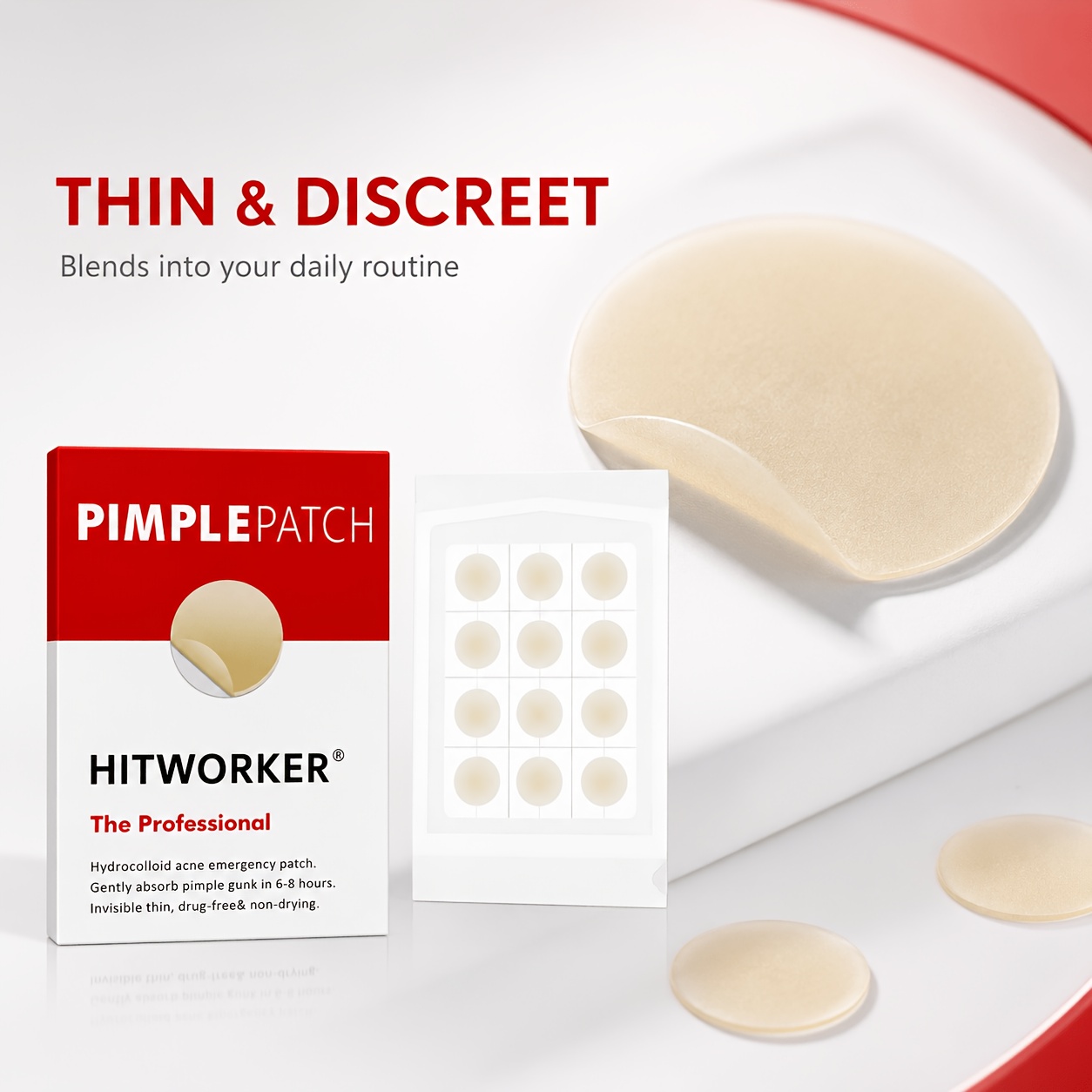 12/24/48pcs Hydrocolloid Pimple Patches, Ultra-Thin Clear Stickers