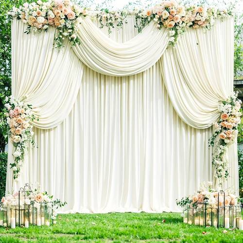 4pcs 5 10ft wrinkle background curtain polyester photo backdrop fabric suitable for wedding and birthday party decoration stage