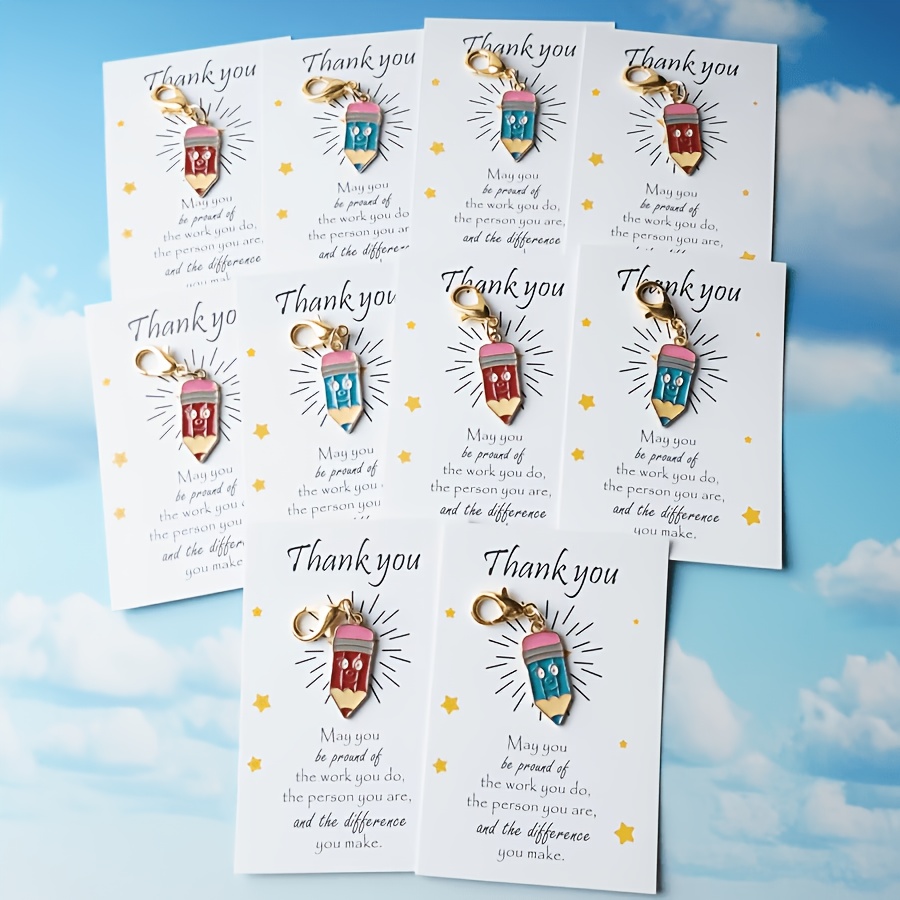 TEMU 10 piezas, de bolsillo 2D - Tema de agradecimiento universitario, Adiciones creativas de llaveros con diseño de portalápices, Utilizado para