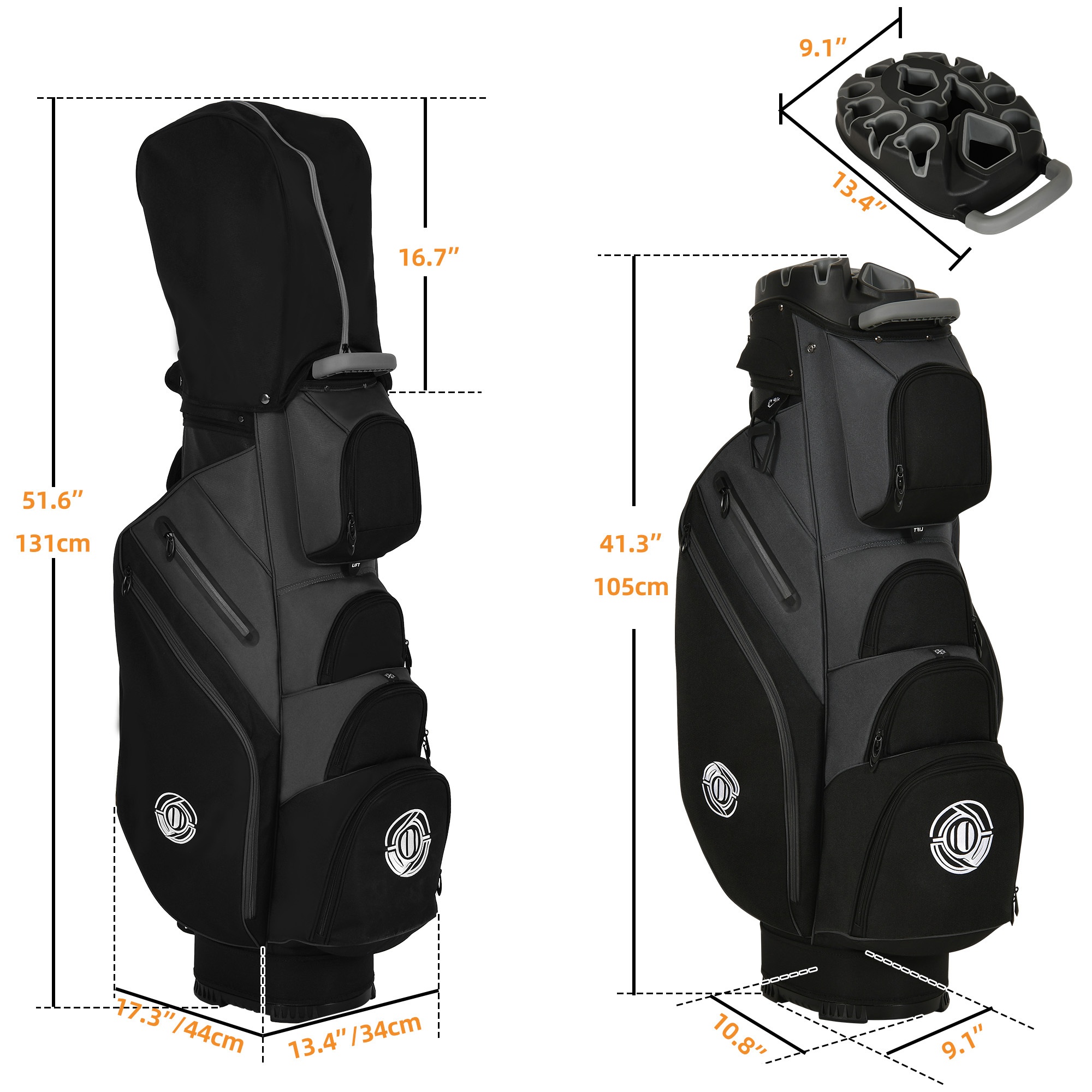 TEMU Cozerex Golf Bag, 14 Way Top Golf Cart Bag With Full- Length Dividers, Cart Golf Bag For Men Women, Golf Club Bags With Ergonomic Padded Strap, Zippered Pockets, Rain Hood