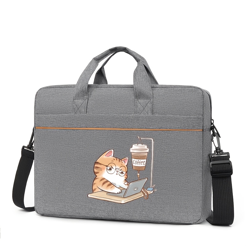 TEMU Un sac pour ordinateur portable professionnel avec un imprimé de chat, spacieux et léger, livré avec des bretelles amovibles et réglables, conçu