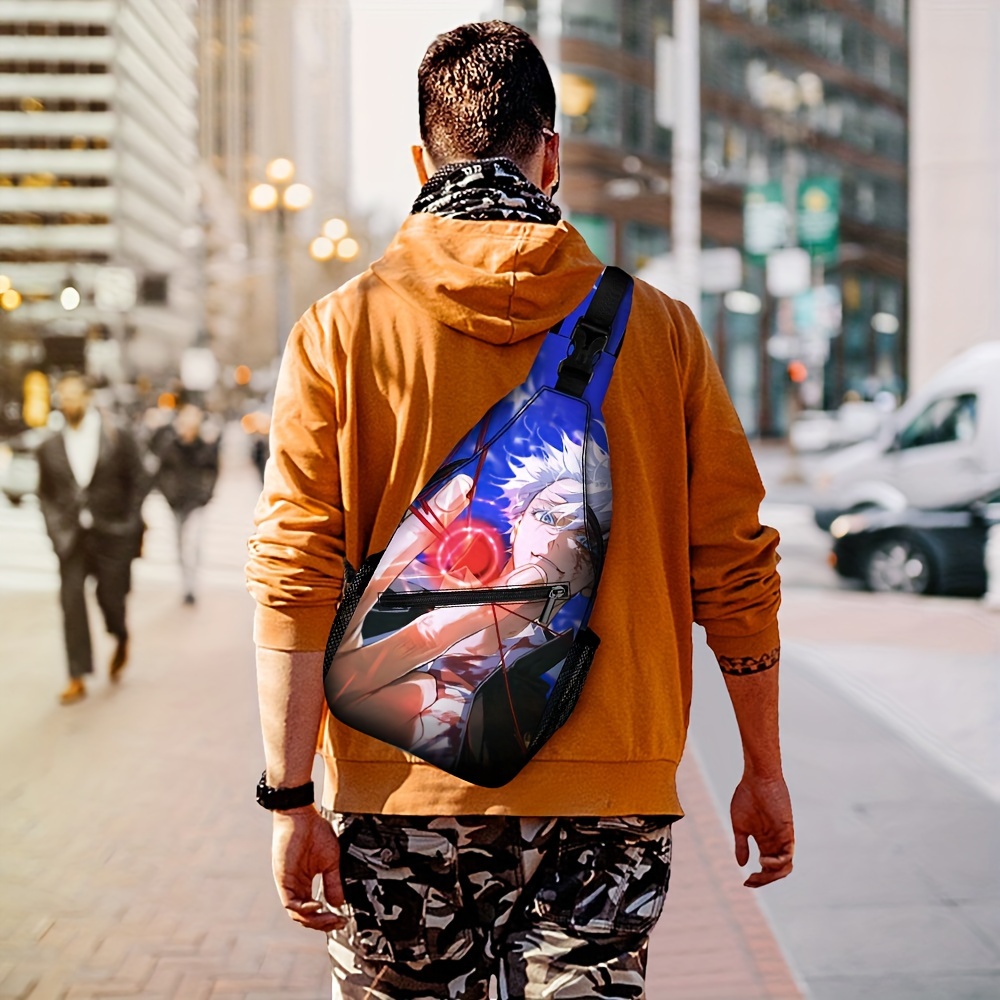 

Character Print Chest Bag, Simple Shoulder Bag With Adjustable Shoulder Strap, Motorcycle Bag Chest Bag, Multi Functional Bag